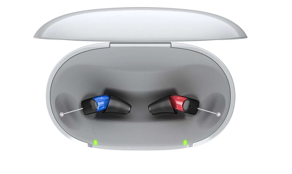 Signia Silk iX CiC Ladestation (Abb. mit Hörgeräten)