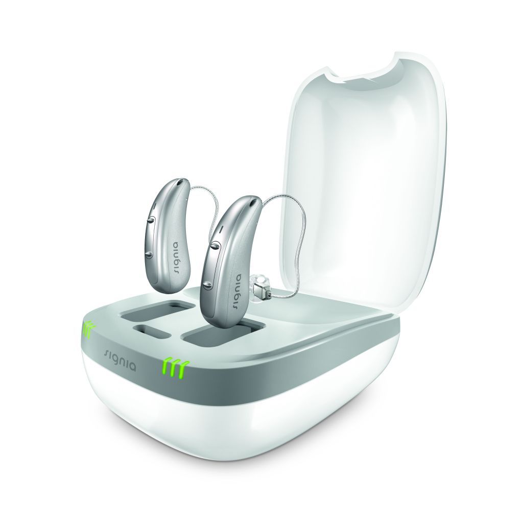 Signia induktiv Charger II mit Hörgeräten